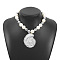 Shell Shape Alloy Pendant Plastic Imitation Pearl & CCB Plastic Round Beaded Necklaces for Women, White, Platinum, 14.96~17.91 inch(38~45.5cm)