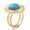 Ion Plating(IP) 304 Stainless Steel Ring, Adjustable Synthetic Turquoise Rings, Oval, 17x22mm, Inner Diameter: Adjustable