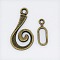 Alloy Hook and Eye Clasps, Nickel Free, Antique Golden, 13.5x25.5x1.5mm 6x16.5x1mm