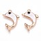 Alloy Enamel Pendants, Lead Free & Cadmium Free, Golden, Dolphin Charm, White, 23x15x2.5mm, Hole: 1.6mm