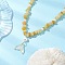 Natural Topaz Jade Chip & Imitaton Round Pearl Beaded Adjustable Necklaces, Summer Sparkle Glass Fish Tail Pendant Necklaces for Women, 16.14~24.80 inch(41~63cm)