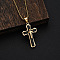 Triple Layered Cross 304 Stainless Steel Pendant Necklaces for Men, Golden, Black, 21.65 inch(55cm)