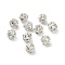 6mm Brass Rhinestone Beads, Round, Silver, 6x6.5mm, Hole: 1.2mm