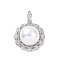 Eco-friendly Rack Plating Brass Micro Pave Cubic Zirconia Pendants, with ABS Platic Imitation Pearls, Cadmium Free & Lead Free, Long-Lasting Plated, Flower Charm, Platinum, 19.5x18x12.5mm, Hole: 2x4mm