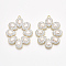 Natural Cultured Freshwater Pearl Big Pendants, with Alloy Findings and Polymer Clay Crystal Rhinestone, Oval, Golden, 52x40x6mm, Hole: 2.5mm