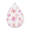 Printed Opaque Acrylic Pendants, Teardrop with Butterfly, 49.5x32.5x1.5mm, Hole: 1.6mm