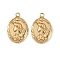304 Stainless Steel Pendants, Oval with Women, Ion Plating(IP), Real 18K Gold Plated, 18x12x3mm, Hole: 1.4mm