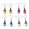4 Pairs Dyed Synthetic Turquoise Pendants Earrings, with 304 Stainless Steel Finding, Skull, for Halloween, Mixed Color, 43x11mm