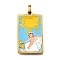 Tarot 304 Stainless Steel Enamel Pendants, Real 18K Gold Plated, Ion Plating(IP), Horse, 37.5x22x2mm, Hole: 6x3.5mm