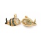 Brass Micro Pave Clear Cubic Zirconia Pendants, Cadmium Free & Lead Free, Fish, Green, 24x16.5x5mm, Hole: 3.5x5mm