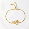 Link Brass Micro Pave Cubic Zirconia Slider Bracelets, Box Chain Bracelets for Women, Real 18K Gold Plated, Snake, Inner Diameter: 2-1/8~2-3/4 inch(5.5~7cm)