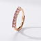 Flat Round Brass Micro Pave Cubic Zirconia Finger Rings, Golden, Pearl Pink, Inner Diameter: Adjustable