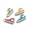 Alloy Enamel Pendants, Cadmium Free & Lead Free, Lie Fallow Shoes, Platinum, Mixed Color, about 30mm long, 17mm wide, 2mm thick, hole: 1.5mm