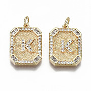 Латунные микропаве прозрачные подвески с фианитом KK-S356-234K-G-NF