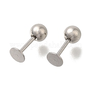 Плоские круглые серьги-гвоздики из нержавеющей стали 304 EJEW-M019-03P