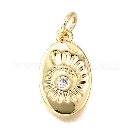 Латунные микропаве прозрачные подвески с фианитом KK-V011-58G-1