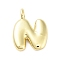 Rack Plating Brass Balloon Letter Pendants, Cadmium Free & Lead Free, Long-Lasting Plated, Real 18K Gold Plated, Letter N, 17x13.5x4.5mm, hole: 2.5mm