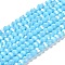 Opaque Glass Beads Stands, AB Color, Faceted(32 Facets), Round, Light Sky Blue, 4.5x4mm, Hole: 1mm, about 87~93pcs/strand, 32~33cm