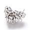 Brass Magnetic Clasps with Loops, Flat Round, Platinum, 11x7mm, Hole: 2mm