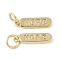 Brass Pendants, Oval with Word Hope Charms, with Jump Ring, Long-Lasting Plated, Lead Free & Cadmium Free, Real 18K Gold Plated, 14x4x1.5mm, Hole: 3.5mm