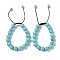10mm Round Natural Crackle Turquoise  Braided Bead Bracelets, Adjustable Nylon Cord Bracelets for Women Men, Inner Diameter: 1-3/4~2-7/8 inch(4.6~7.4cm)