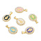 Brass Micro Pave Clear Cubic Zirconia Pendants, with Enamel and Shell, Real 18K Gold Plated, Nickel Free, Oval with Virgin Mary, Mixed Color, 19.5x14.5x4mm, Hole: 3x4mm