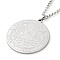 Non-Tarnish 304 Stainlessa Steel Curb Chain Pendant Necklaces, Flat Round with Star Pattern, Stainless Steel Color, 23.50 inch(59.7cm)