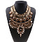 Alloy Crystal Rhinestone Trible Floral Chunky Bib Necklaces for Women, Golden, Light Smoked Topaz, 16.93 inch(43cm)