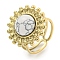 Ion Plating(IP) 304 Stainless Steel Synthetic Turquoise Cuff Rings, Flower Open Rings for Women, Flower, Real 18K Gold Plated, 20.5mm, Inner Diameter: Adjustable