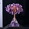Natural Amethyst Chips Tree Decorations, Resin Pyramid Base with Gemstone Chip, Copper Wire, Feng Shui Energy Stone Gift for Home Office Desktop Decorations, 95x40mm