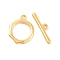 Brass Toggle Clasps, Lead Free & Cadmium Free, Real 24K Gold Plated, Ring: 16x13x2mm, Hole: 1.2mm, Bar: 18x2x1mm, Hole: 1.4mm