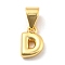 Brass Charms, Real 18K Gold Plated, Long-Lasting Plated, Lead Free & Cadmium Free, Letter Charm, Letter D, 9x6x2mm, Hole: 5x3.5mm