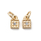 Brass Micro Pave Cubic Zirconia Charms, Long-Lasting Plated, Square, Light Gold, 6x4x1.5mm, Hole: 2.3mm