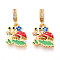 Brass Micro Pave Cubic Zirconia European Dangle Charms, with Enamel, Snail, Large Hole Pendants, Cadmium Free & Lead Free, Real 18K Gold Plated, 25.5~26mm, Hole: 4.5mm