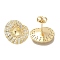 Brass Micro Pave Clear Cubic Zirconia Stud Earring Findings, with 925 Sterling Silver Needle, for Half Drilled Beads, Cadmium Free & Nickel Free & Lead Free, Real 18K Gold Plated, 15x17mm, Pin: 11.5x0.8mm