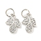 Rack Plating Brass Micro Pave Clear Cubic Zirconia Pendants, Long-Lasting Plated, with Jump Rings, Lead Free & Cadmium Free, Leaf, Platinum, 11.5x8x2mm, Hole: 3mm