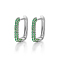 Rectangle S925 Sterling Silver Hoop Earrings, with Cubic Zirconia, Golden, Green, 16x14mm