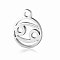Non-Tarnish 201 Stainless Steel Charms, Flat Round with Constellation, Stainless Steel Color, Cancer, 13.4x10.8x1mm, Hole: 1.5mm