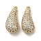 Brass Micro Pave Clear Cubic Zirconia Beads, Cadmium Free & Nickel Free & Lead Free, Teardrop, Real 18K Gold Plated, 18.5x8x7mm, Hole: 0.8mm