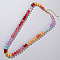 Bohemian Style Natural Mixed Stone Rondelle Beaded Necklaces for Women, Golden, Colorful, 16.54 inch(42cm)