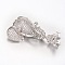 Brass Micro Pave Cubic Zirconia Elephant Pendant Bails & Bead Cap Bails, Platinum, 46mm, Hole: 3x4mm