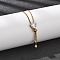 304 Stainless Steel Crystal Rhinestone Heart Box Chain Lariat Necklaces for Women, Golden, 22.24 inch(56.5cm)