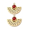 Dyed White Jade Pendants, Fan Charms, with 304 Stainless Steel Settings, Real 14K Gold Plated, Red, 14.5x18x4mm, Hole: 1.4mm