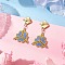 MIYUKI Delica Beads & 304 Stainless Steel Dangle Stud Earrings, with Fishing Thread Nylon Wire, Clover, Golden, Deep Sky Blue, 38x23mm