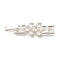 Brass Micro Pave Clear Cubic Zirconia Fold Over Clasps, Cadmium Free & Lead Free, Lasting Plated, Silver, 33x8.5x4mm, Hole: 3x3mm