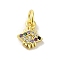 Brass Micro Pave Cubic Zirconia Charms, Cadmium Free & Nickel Free & Lead Free, Real 18K Gold Plated, Eye Charms, Colorful, 10x8x2mm, Hole: 3mm