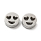 Tarnish Resistant 304 Stainless Steel Beads, Flat Round with Expression, Stainless Steel Color, 8x3mm, Hole: 1.6mm