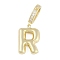 Brass Micro Pave Clear Cubic Zirconia Pendants, Long-Lasting Plated, letters, Letter R, 19x13x4.5mm, Hole: 8.5x5.5mm