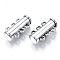 3-Strands Brass Magnetic Slide Lock Clasps, Nickel Free, 6-Hole, Tube, Platinum, 19.5x10.5x6.5mm, Hole: 1.4mm