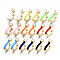 Brass Micro Pave Clear Cubic Zirconia Huggie Hoop Earrings, with Enamel, Nickel Free, U Shape, Real 16K Gold Plated, Mixed Color, 16x15x5mm, Pin: 1.2mm